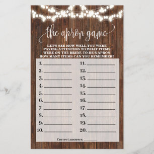 Flyer Western The Apron Bridal Shower Game Card