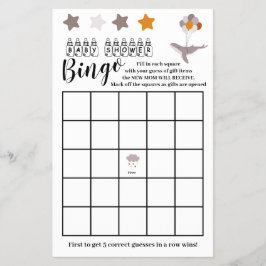 Flyer Whale Baby Shower Beautiful Dream Bingo Game Card