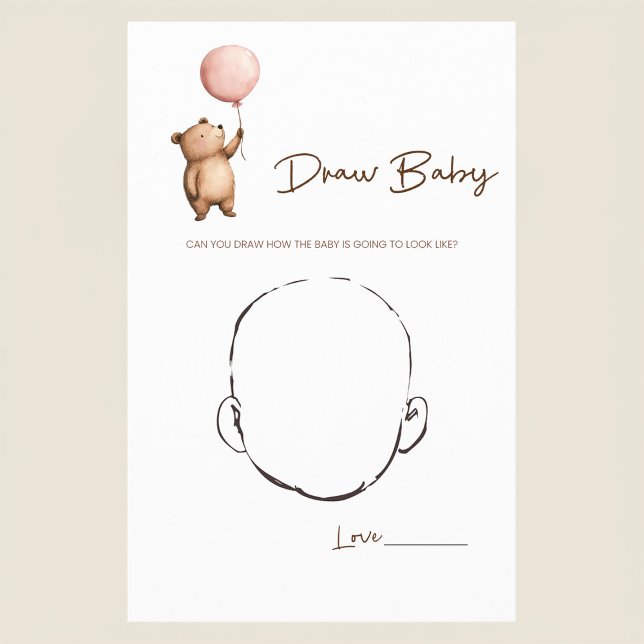 Flyer Whimsical Bear Baby Shower Guess the Baby Face  (Subido por el creador)