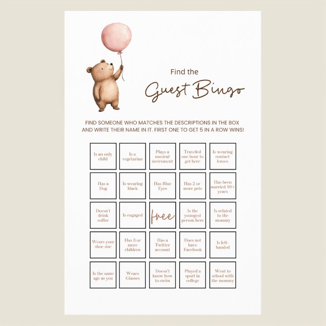Flyer Whimsical Bear Baby Shower Guess the Baby Face  (Subido por el creador)