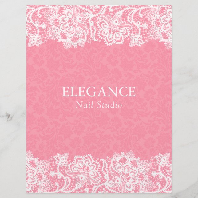 Flyer White and Pink Floral Vintage Lace (Frente)