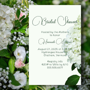 Flyer White Hydrangea Budget Bridal Shower Invitation