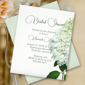 Flyer White Hydrangea Budget Bridal Shower Invitation