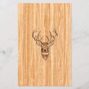 Flyer White Tail Deer Head Wood Grain Background