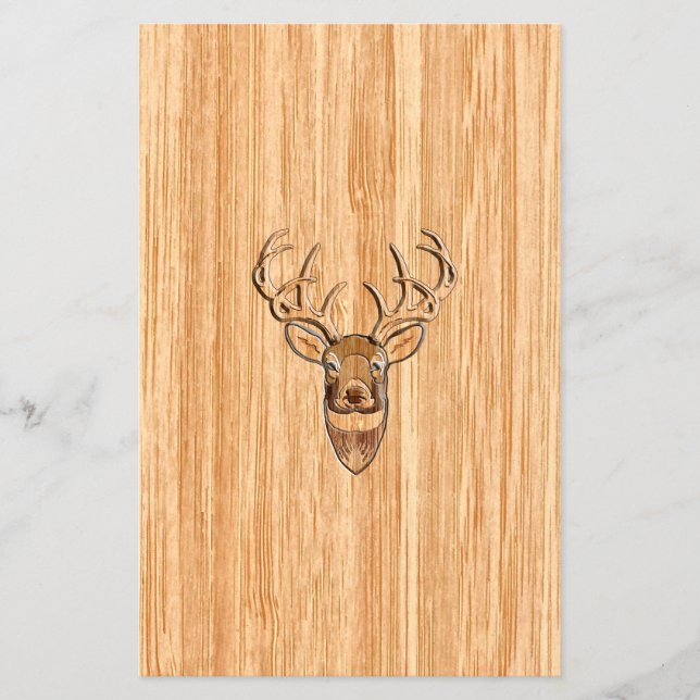 Flyer White Tail Deer Head Wood Grain Background (Frente)