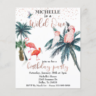 Flyer Wild One Rosa de Oro Aves Tropicales Presupuesto