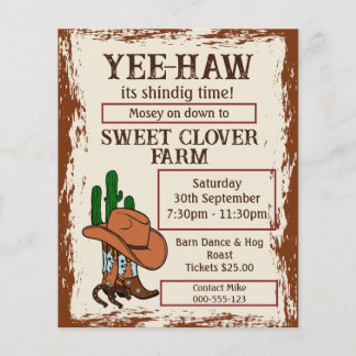 Flyer Wild West Rustic Cowboy Fiesta occidental