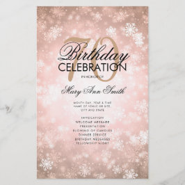 Flyer Winter 70 Birthday Program Rosa Gold Wonderland