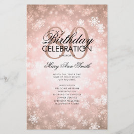 Flyer Winter 80 Birthday Program Rosa Gold Wonderland