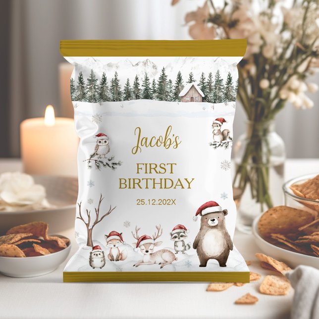 Flyer Winter Woodland 1er cumpleaños Chip Bag Wrapper (Subido por el creador)
