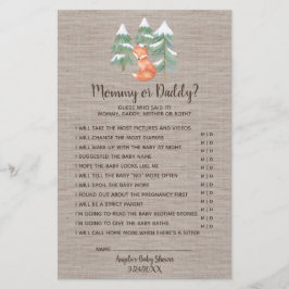 Flyer Winter Woodland Fox Mommy o Daddy Game