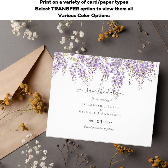 Flyer Wisteria Boda Púrpura Guardar presupuesto de fecha (Subido por el creador)