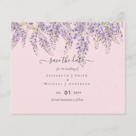 Flyer Wisteria Boda rosa polvoriento Guardar fecha presu