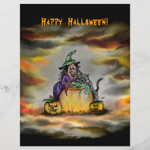Flyer Witch and black Cat, Happy Halloween!