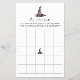 Flyer Witch Halloween Juego de Baby Shower Bingo Cute