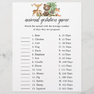 Flyer Woodland Animal GestGame Baby Shower