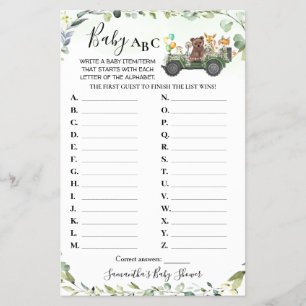 Flyer Woodland Animals Baby ABC Tarjeta de juego para Ba