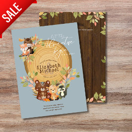 Flyer Woodland Animals Baby Boy Shower Primer cumpleaños