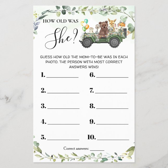 Flyer Woodland Animals Qué edad tenía su tarjeta de Baby (Frente)