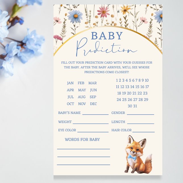 Flyer Woodland Fox Baby Predication Game Card Dusty Blue (Subido por el creador)