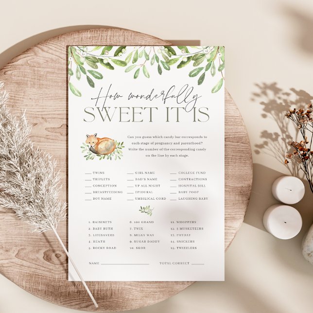 Flyer Woodland Fox Baby Shower Candy Guessing Game (Subido por el creador)
