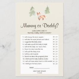 Flyer Woodland Fox Baby Shower Mummy o Daddy Game