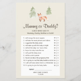 Flyer Woodland Fox Chica Baby Shower Mummy o Daddy Game