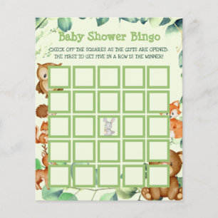 Flyer Woodland Greenery Eucalyptus Baby Shower Bingo