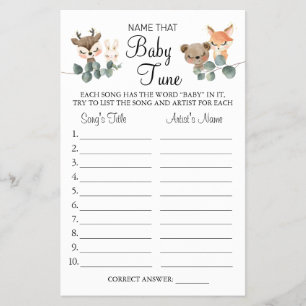 Flyer Woodland Nombre la tarjeta de juego para bebés