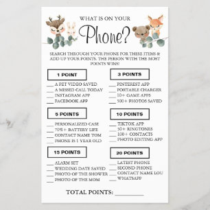 Flyer Woodland Qué hay en tu teléfono Tarjeta de juego S