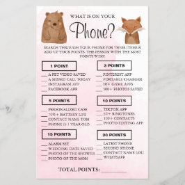 Flyer Woodland Qué hay en tu teléfono Tarjeta de juego S