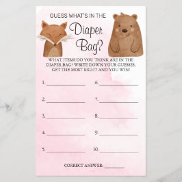 Flyer Woodland Whats en la tarjeta de juego de ducha de