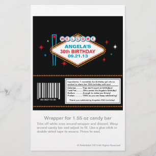 Flyer Wrapper de golosinas de cumpleaños 30 de Las Vegas