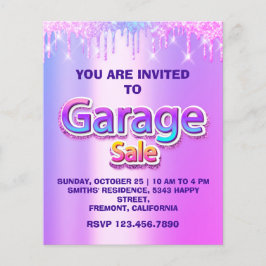 Flyer Yard Sale Garage Sale Holograph Drips Pinky