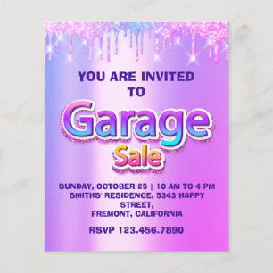 Flyer Yard Sale Garage Sale Holograph Drips Pinky
