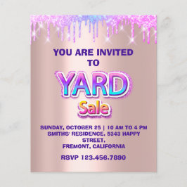 Flyer Yard Sale Garage Sale Rosas Holográficos