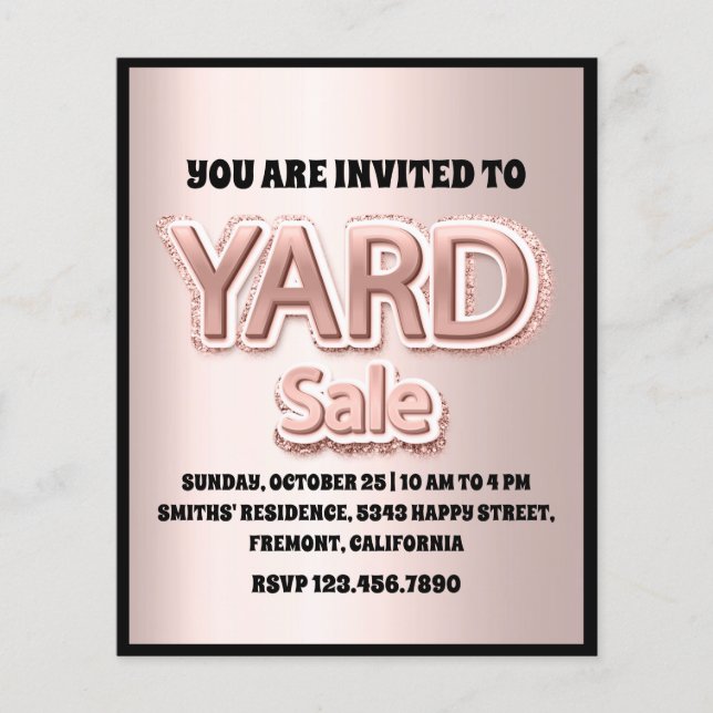 Flyer Yard Sale Rosa Rubor Powder Purpurina (Frente)