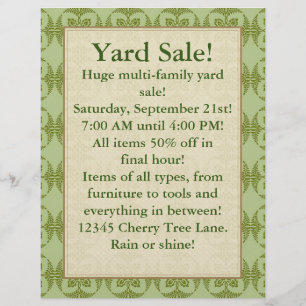 Flyer Yard Sale (se puede cambiar) Tonos de Green