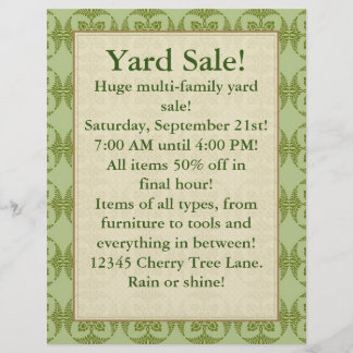 Flyer Yard Sale (se puede cambiar) Tonos de Green