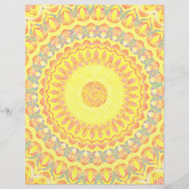 Flyer Yellow Kaleidoscope Bulk Scrapbook Paper Pages (Frente)