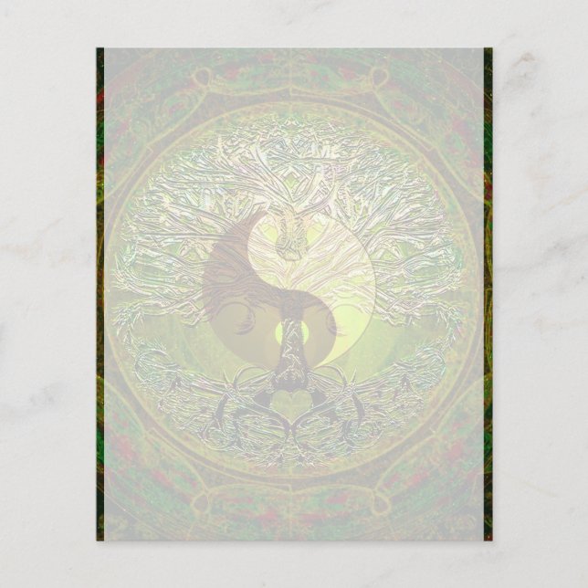 Flyer Yin Yang Mandala verde con un árbol de la vida (Frente)