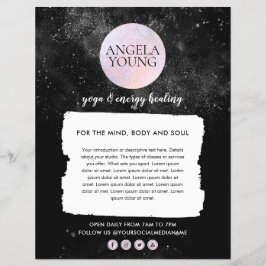 Flyer Yoga de Luna Rosa Cósmica, entrenador de vida, ast