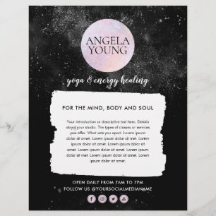Flyer Yoga de Luna Rosa Cósmica, entrenador de vida, ast