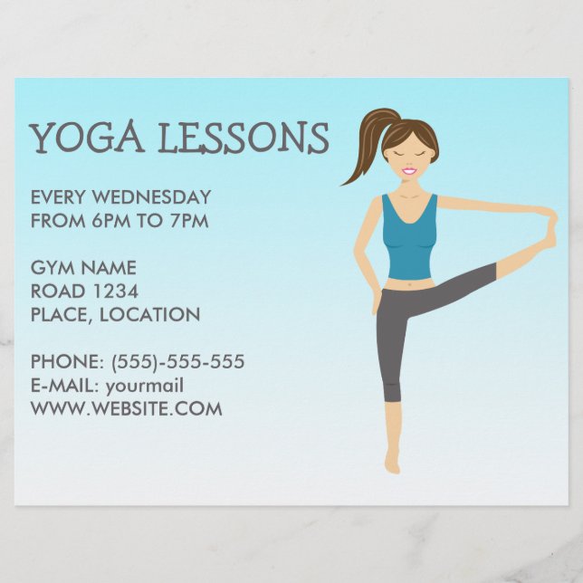 Flyer Yoga Girl In Hand To Toe Pose Yoga Classes (Frente)