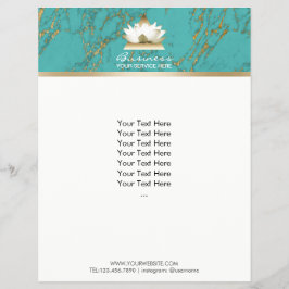Flyer Yoga Gold Lotus moderno turquesa y mármol dorado