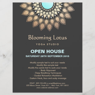 Flyer Yoga Gold y Turquesa Lotus Mandala