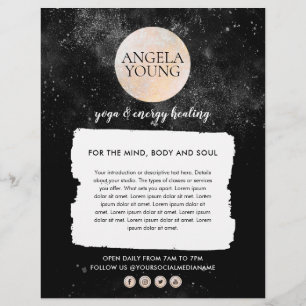 Flyer Yoga Luna Dorada Cósmica, Coach de Vida, Astrólogo