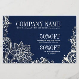 Flyer Yoga Nueva Era encaje bohemio henna azul marino