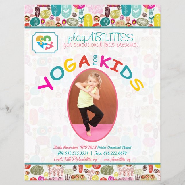 Flyer Yoga Para Flores Coloridas (Atrás)