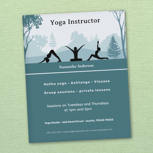 Flyer Yoga Poses y Paisaje - Instructor de Yoga (Yoga Poses & Landscape - Yoga Instructor Flyer)